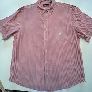 CHAPS MEN’S BUTTON-DOWN CLASSIC WOVEN SHORT SLEEVE, FORMAL COLLARED SHIRT. XXL
